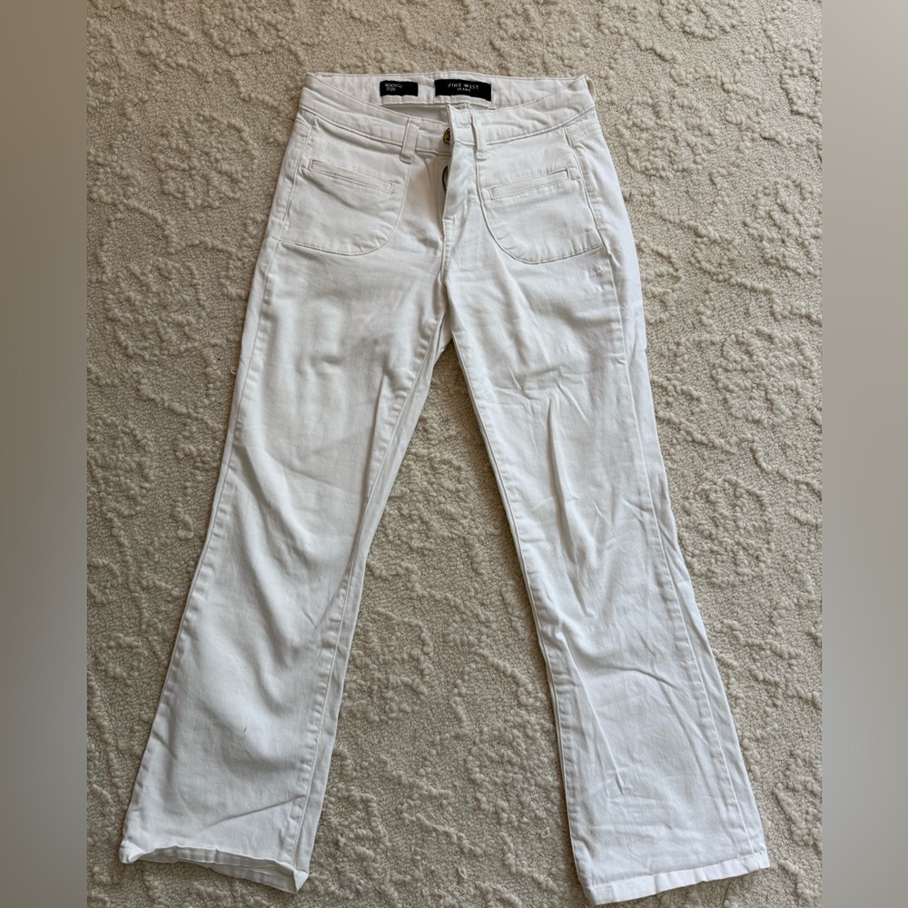 White low-rise bootcut jeans
